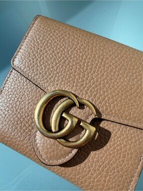 GUCCI GG Marmont Leather Double G Bifold Wallet Brown WS22732